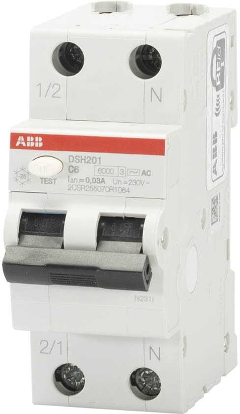 Intrerupator Diferential 6A 1P+N C 6kA 30mA, DSH201